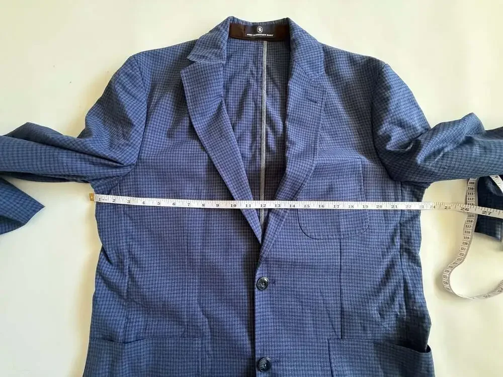 Hart Schaffner Marx Blazer Mens Blue Check Two Button Unlined Y2K Office